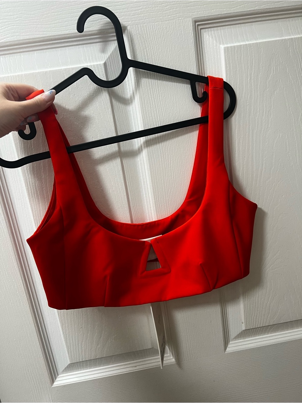 Paris Georgia Red Scoop Bralette with Front Keyhole